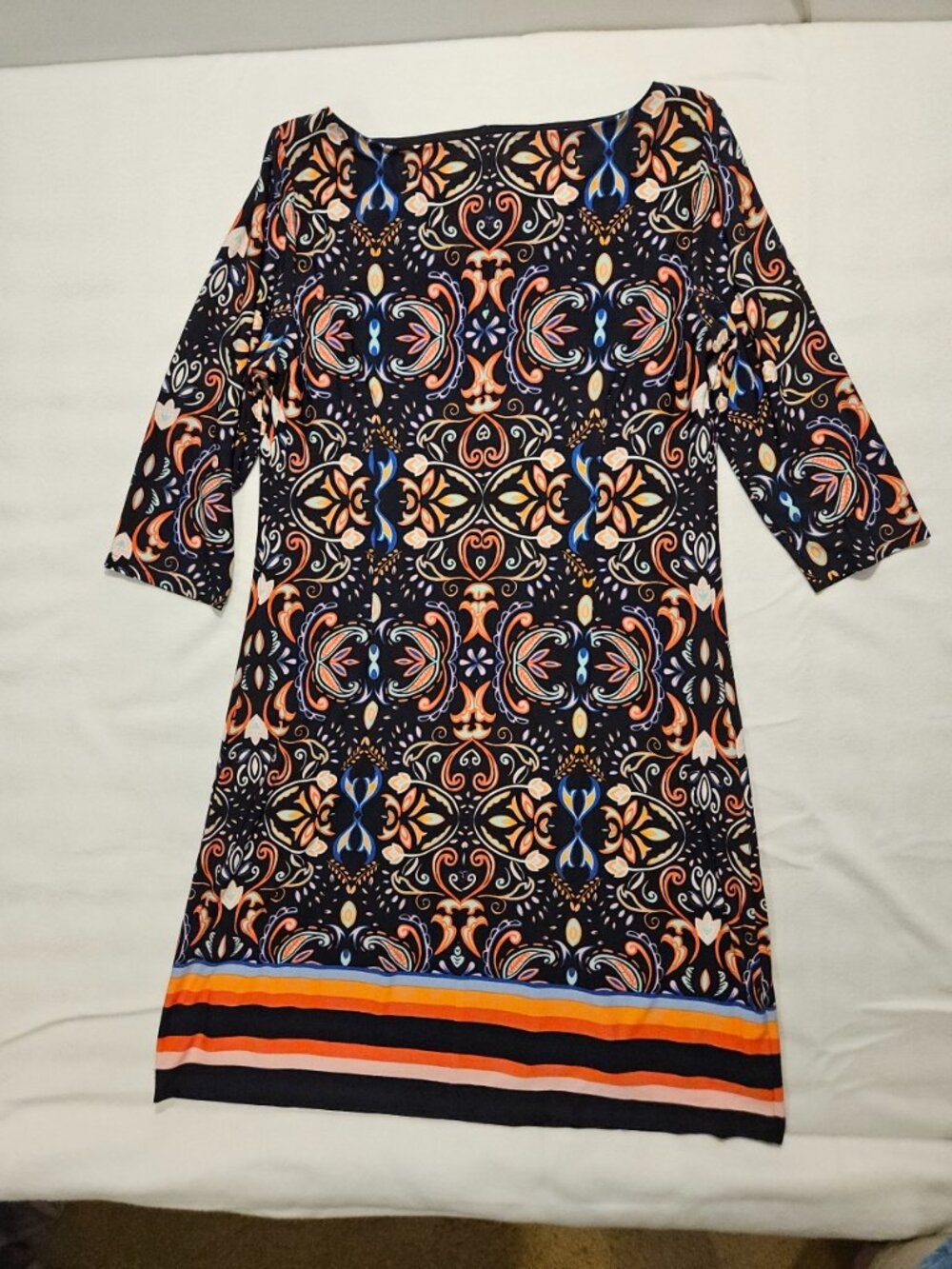 Vince Camuto Kaleidoscope Paisley Border Stripe Sheath Dress - 8  Price: - Picture 2 of 7